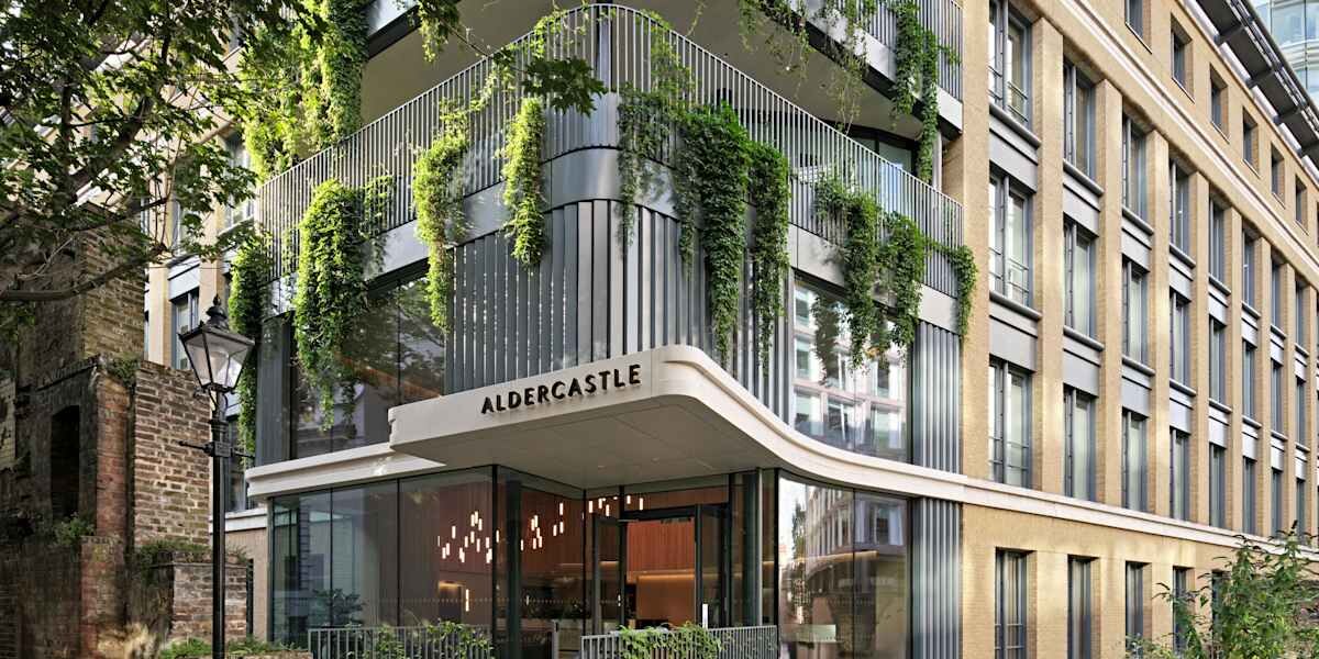 Completed entrance and planted façade at Alder Castle