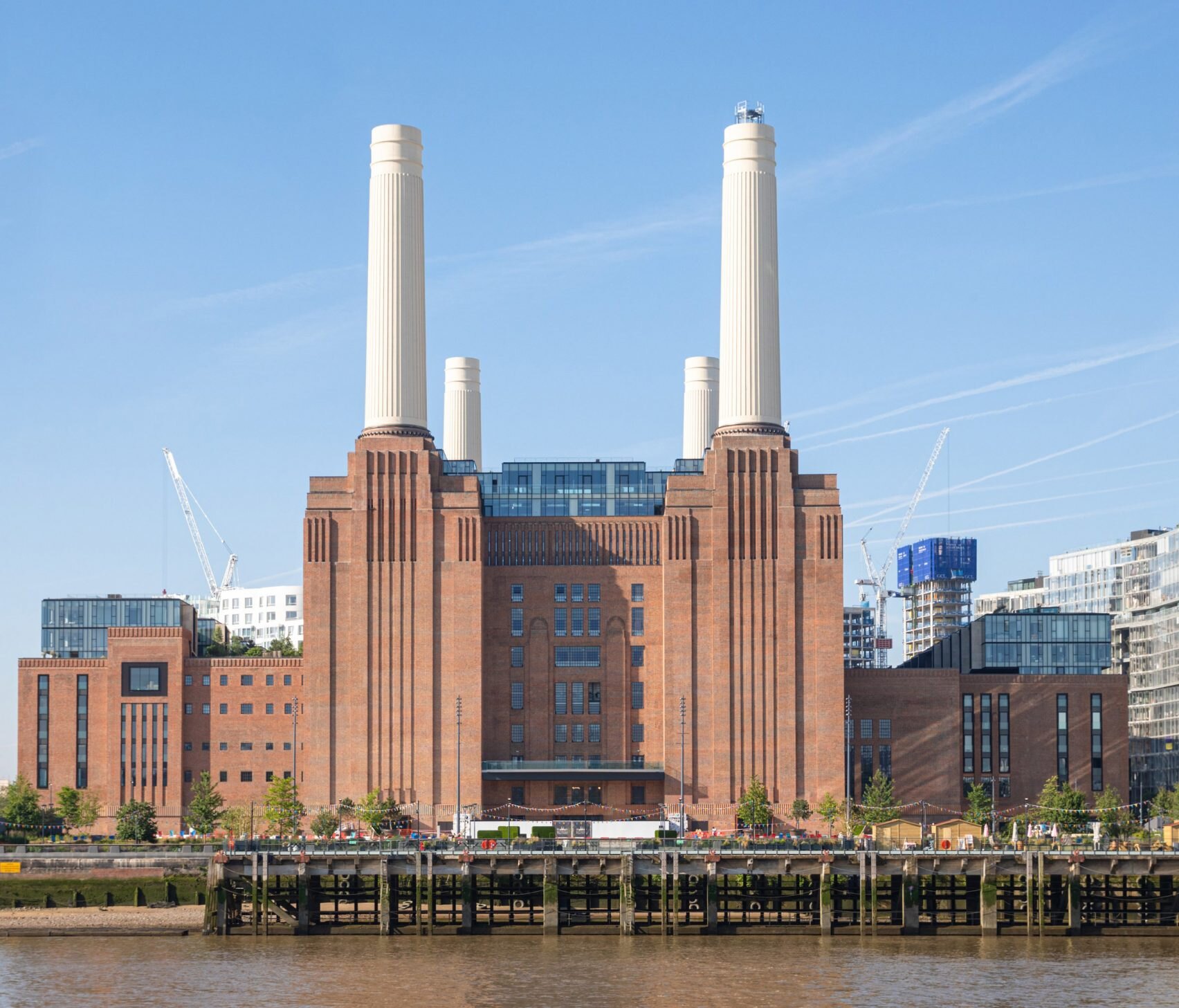 Completed Battersea Power Station viewed from across the Thames